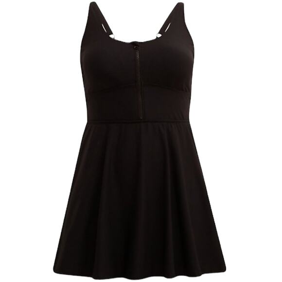 Torrid NWT Corset Shape Lace Up Mid Length Swim Dress Black 00X Compression - Picture 6 of 9